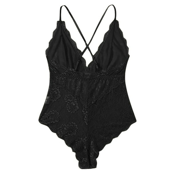 XHJUN Women'S Sheer Lingerie Bodysuit Sets Plus Size Lace Teddy