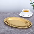 thumbnail image 3 of SANQIAHOME 11.8x7.6 Inch Thick Stainless Steel Dinner Plate 2-Piece Set, Appetizer Plate,Gold, 3 of 9