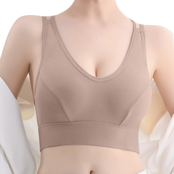 Vedolay Sport Bras For Women Bra for Women Full Coverage Lace Plus Size Compression Bra Unlined Bras with Underwire,Coffee One Size