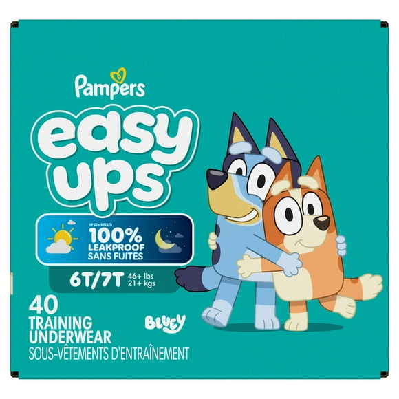 Pampers Easy Ups Girls & Boys Potty Training Pants, Size 5 (3T4T), Bluey Absorbent Training Underwear, Up to 100% Leakproof Day and Night, Hypoallergenic