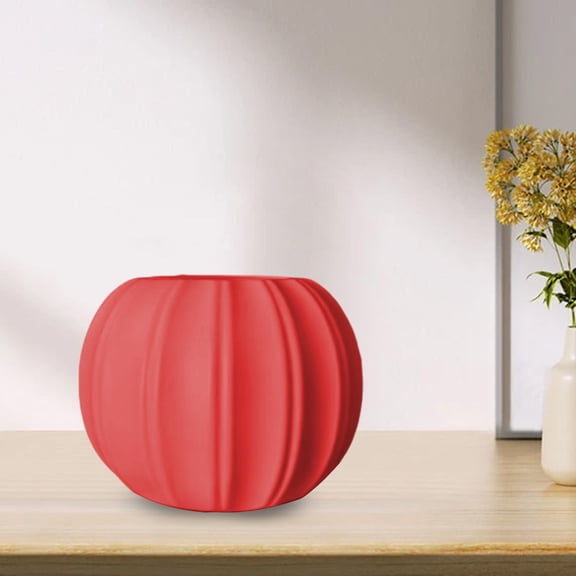 Btomtd Pumpkin Shape Planter for Home Decor, Originality Plastic Vase for Festive Dress Material, Household Decoration Flower Pot, Red