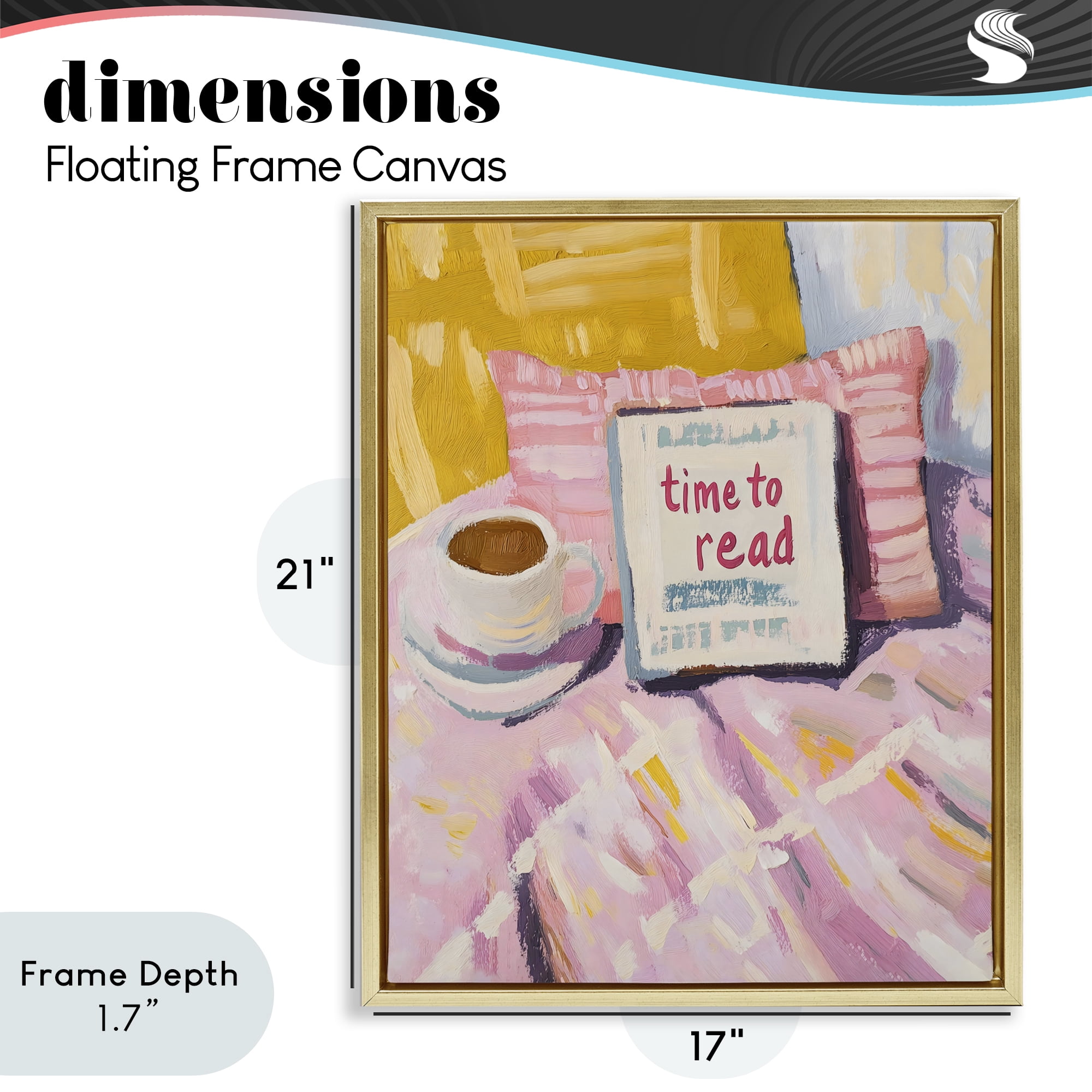 Stupell Industries Time To Read in Morning Gold Framed Floater Canvas Wall Art, design by The Prints Vibe
