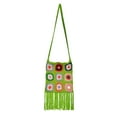 thumbnail image 2 of Bolso de hombro Yinane tejido bohemio hecho a mano informal ahuecado borla playa verde, 2 of 3