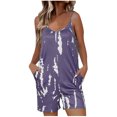 thumbnail image 2 of LOVZFMLL Mode Femmes Imprimé Poches Bretelles Pantalon Décontracté Combinaison Courte Violet P, 2 of 6