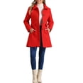 thumbnail image 2 of INSPIRE CHIC Women's Vintage Lapel Collared Overcoat Single Breasted Mid-Long Winter Coat M Red, 2 of 6
