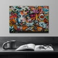 thumbnail image 3 of Wall26 Framed Canvas Wall Art Anime Style Face Graffiti & Street Art 80th Century Pictorial Urban Architecture Cityscape Grunge Dark Modern Art Decorative Abstract Geometric - 12"x18", 3 of 5