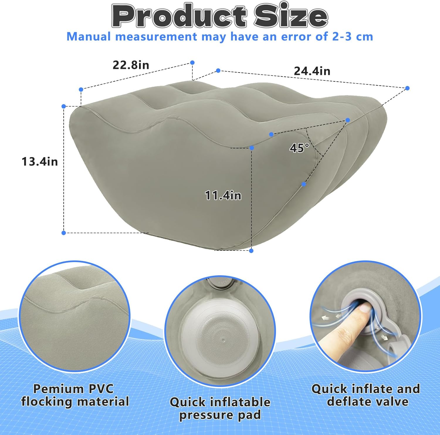 Inflatable Leg Elevation Pillow After Surgery, Wedge Leg Elevating Pillows for Injury Recovery, Blood Circulation, Swelling, Leg Support Cushion Knee Hip Ankles Pain