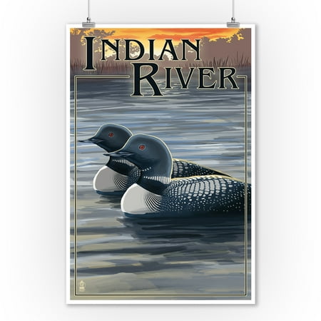Michigan Wall Decor Indian River, Michigan - Loon Scene - Lantern Press Poster (9x12 Art Print, Wall Decor Travel Poster) ()