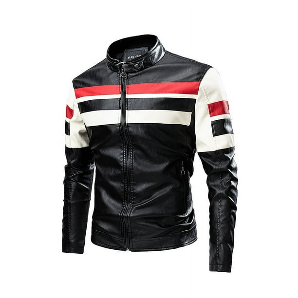 Chaqueta de cuero para hombre, otoño e invierno, costuras, hermosa chaqueta de cuero para motocicleta, abrigo de cuero de talla grande para hombre gordo
