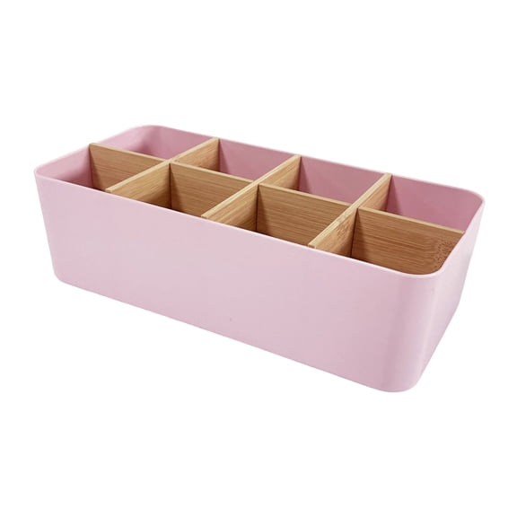 kojbhygd Creative Wooden Storage Box 6 Compartment Desktop Organizer Multipurpose Container Home Office Kitchen