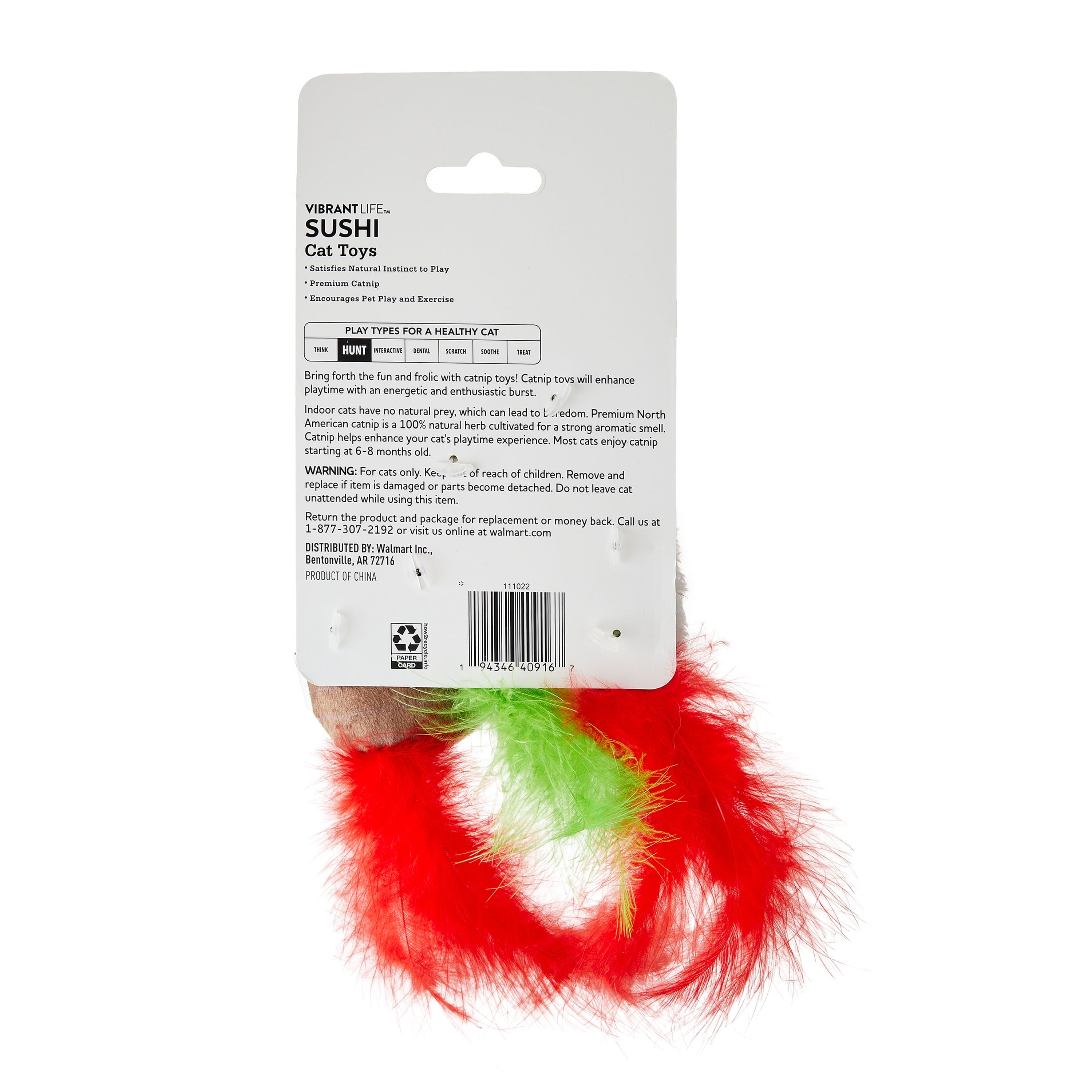 Vibrant Life Catnip Cat Toys, Sushi Theme, 3 Pack