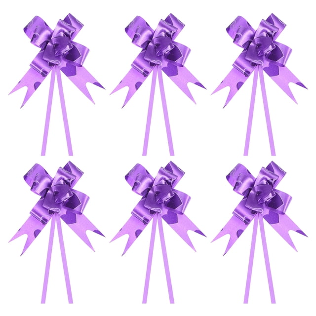 Unique Bargains 3.3inch Pull Bows Gift Wrapping Pull Bow Heart Pattern Baskets Present Bows Ribbon Purple 100 Pcs
