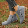 thumbnail image 2 of Rokment Dress Ankle Boots for Women Trendy Fall Winter Suede Pointed Toe Chunky Low Heel Women's Short Booties with Side Zipper Grey Size 7.5, 2 of 6
