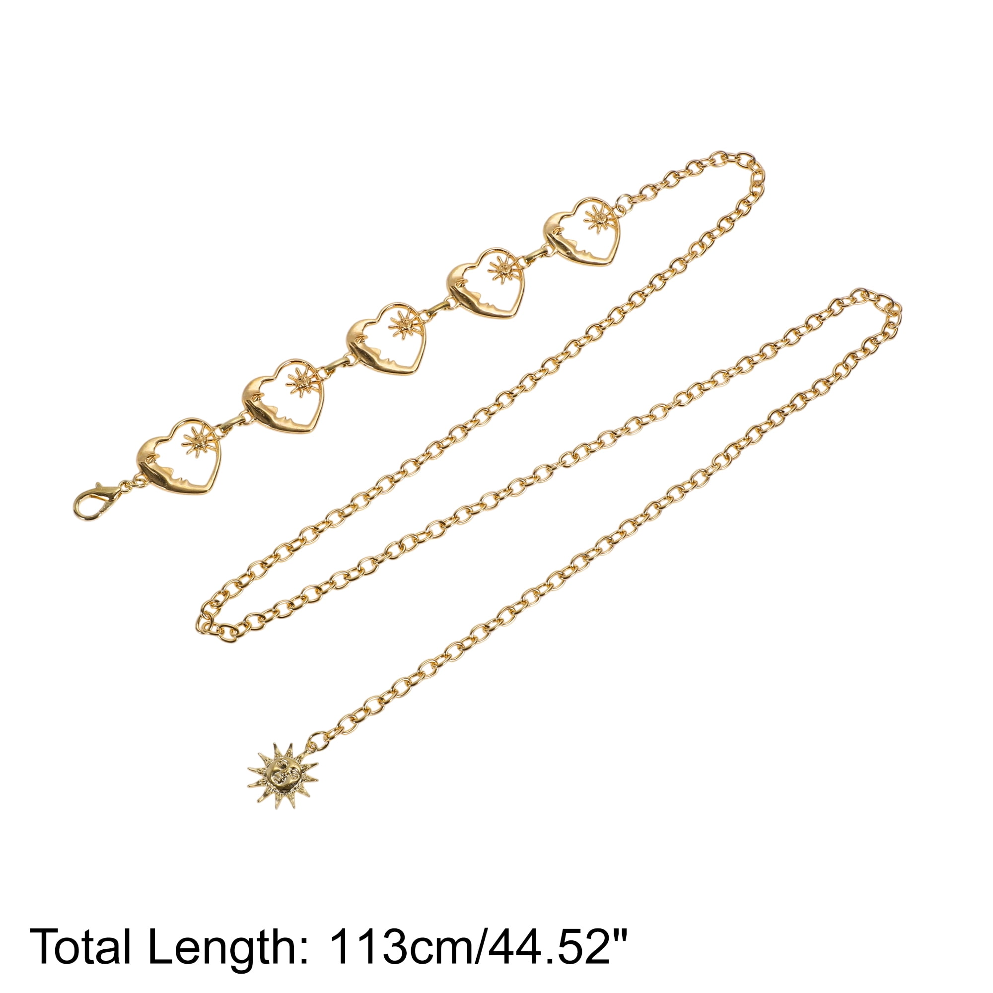 Unique Bargains Heart And Moon Pendant Adjustable Waist Belt 1Pc Gold Tone
