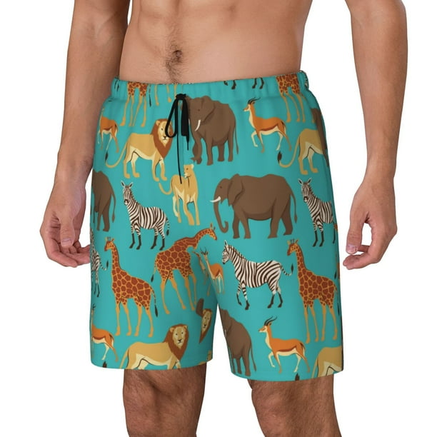 Fotbe Cute Animals Traje de Baño para Hombre – Shorts de Natación de Secado Rápido con Forro y Bolsillos-Large