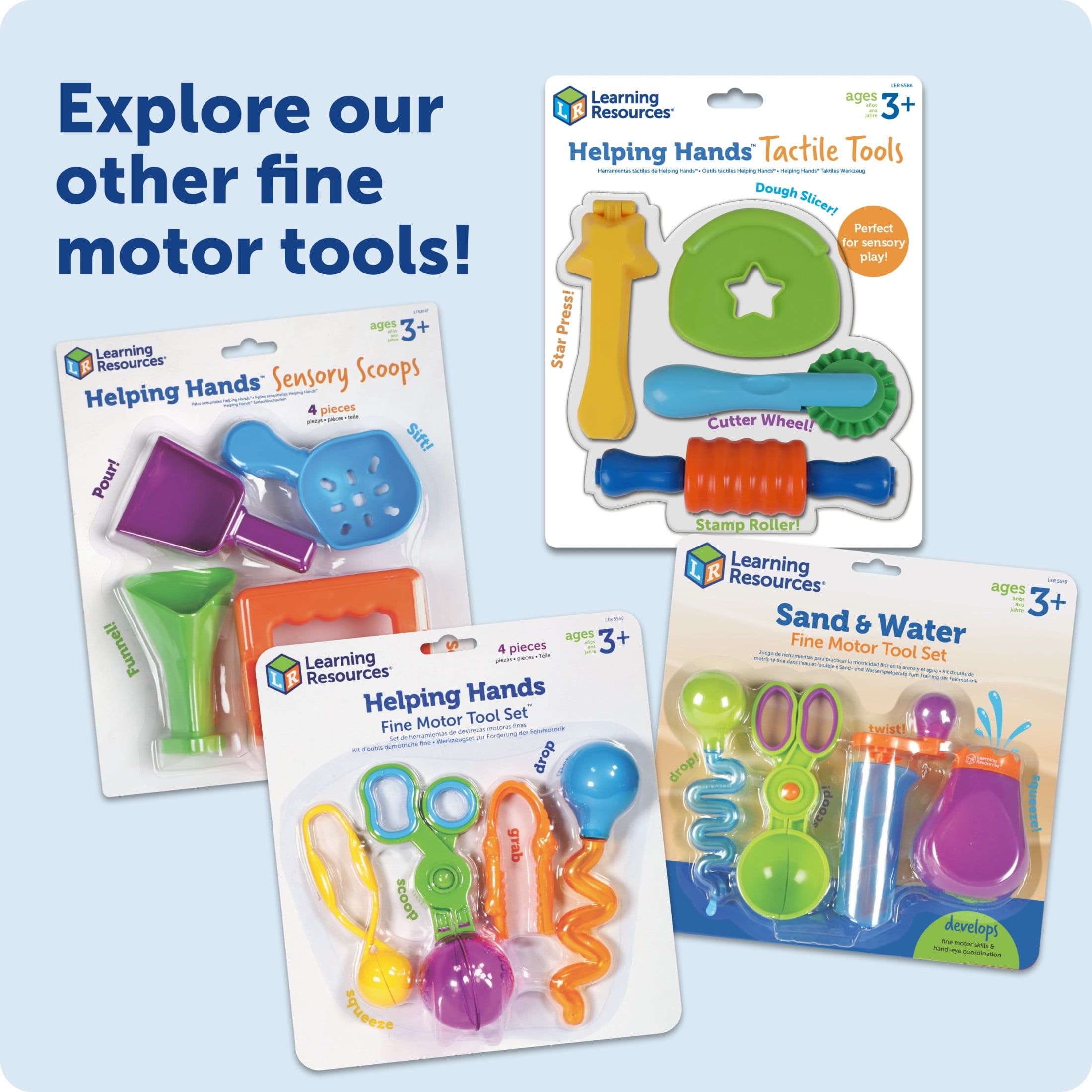 Learning Resources Helping Hands Tactile Tools, Sensory Fidget Toys, Fine Motor Skills, Ages 3+