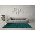 thumbnail image 3 of Ahgly Company Machine Washable Indoor Square Abstract Turquoise Blue Modern Area Rugs, 3' Square, 3 of 4