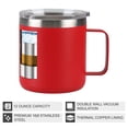 thumbnail image 3 of Taza de café de acero inoxidable aislada de 12 oz, taza de viaje de doble pared aislada al vacío con tapa y asa, roja, 3 of 5