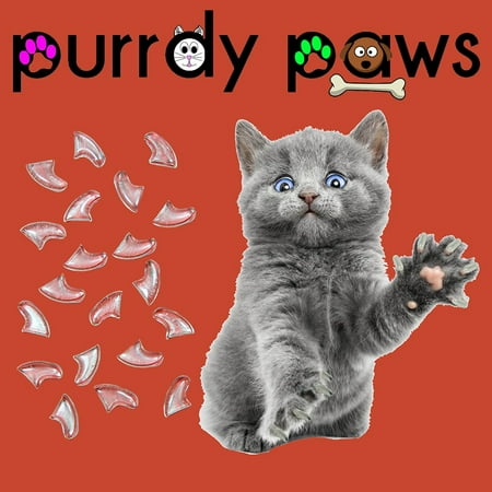 - 6 Month Supply - Purrdy Paws Clear Soft Nail Caps for Medium Cats Claws - Extra Adhesives