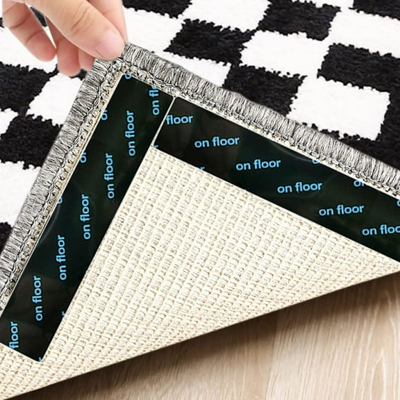 Rug Pads Grippers, Non Slip Grippers for Hardwood Floors Hold Rugs in Place, Washable Carpet Tape Easy to Clean and Reusable, Rugs Tape for Area Rugs on Wood & Tile Floor (8 pcs)