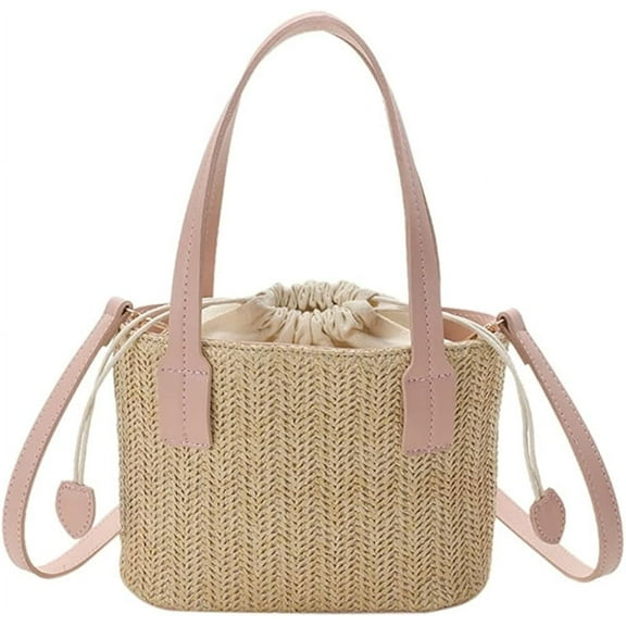 Kukuzhu Straw Tote Bag for Women Small Satchel Handbag Crossbody Bag Summer Tote Handmade Shoulder Handbag Top Handle Bag