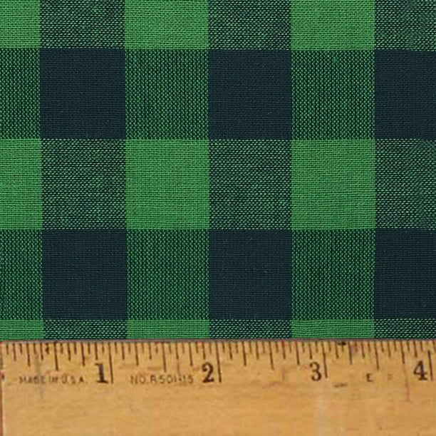 Green Buffalo Check Plaid Homespun Cotton Fabric Sold by the Yard JCS