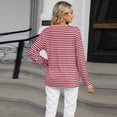 thumbnail image 5 of SWSMCLT Women's Long Sleeve Tshirt Striped Summer Shirt Fashion Cool Fall Tees Henley Neck Tunics Loose Fit Tshirt Red XX-Large, 5 of 5