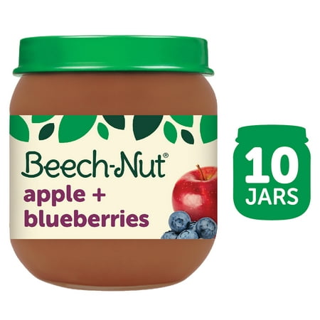 Beech-Nut Stage 2 Baby Food, Apple & Blueberries, 4 oz Jar, 10 Pack