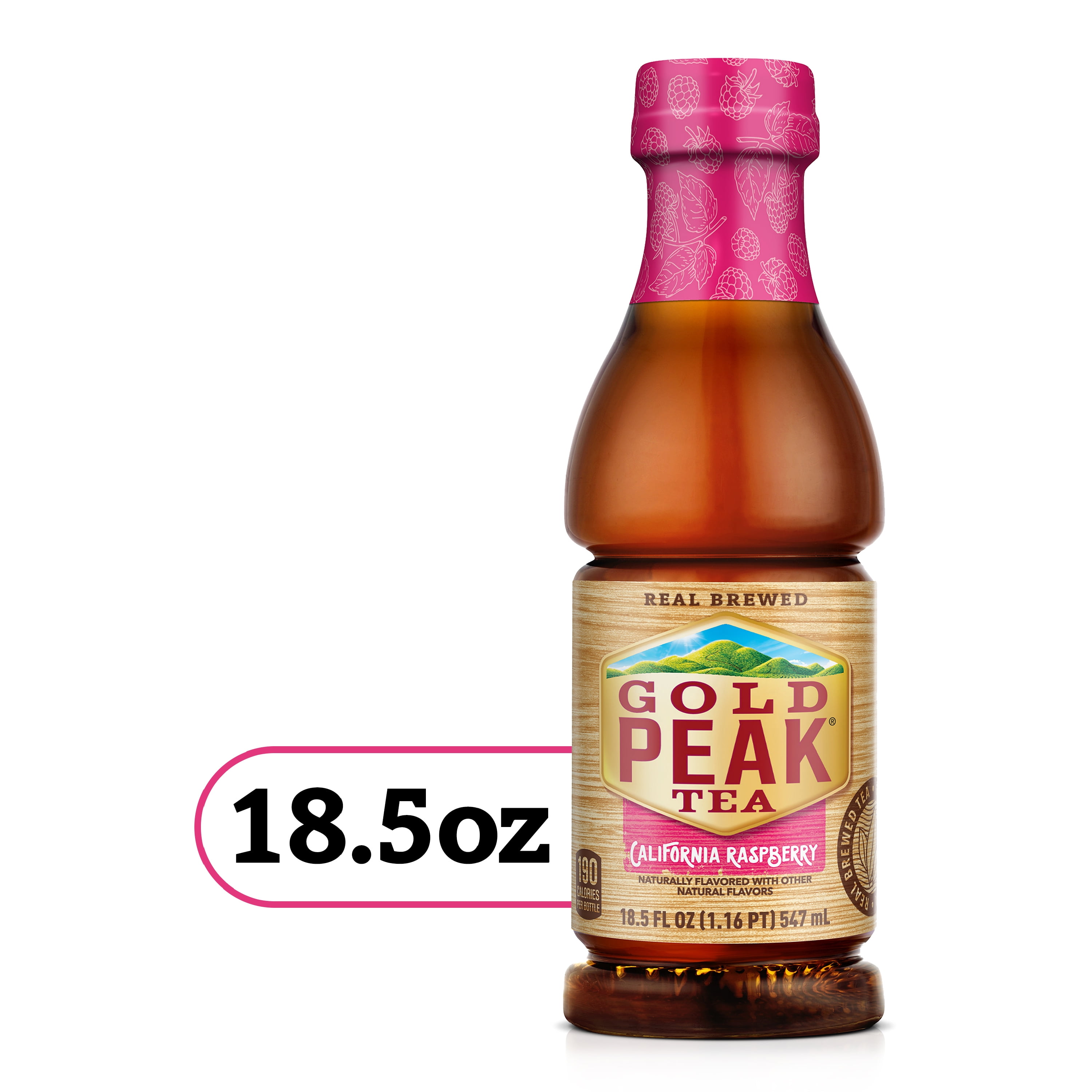 Gold Peak Locally Sourced California Raspberry Iced Tea, 18.5 fl oz Bottles (12 Pack)