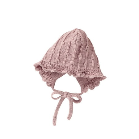 

Binpure Unisex Baby Knit Hat Soft Cute Solid Beanie Hat Winter Warm Christening Bonnet with Chin Strap