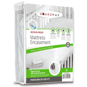 Guardmax Jersey Knitted Mini Crib Size Zippered Mattress Encasement - Waterproof & Bed Bug Proof Mattress Protector - Comfortable, Soft, and Noiseless Zippered Bedding - Dust Mite Proof (24 x 38 x 3)