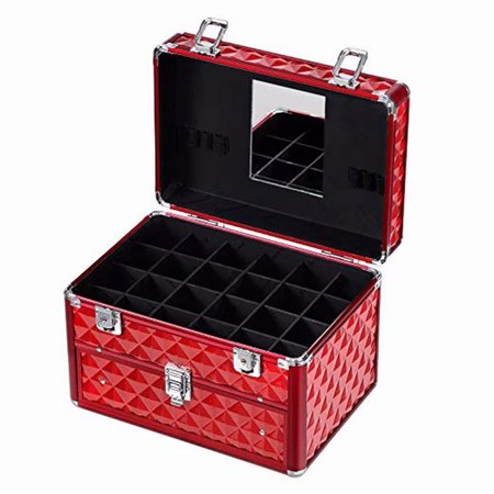 Makeup Train Case With 24 Compartments Nail Polish Storage And 1