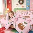 thumbnail image 4 of Manfei Red-Green Animals 7-Piece Twin Bedding,Modern Christmas Candy Cane Bedding Comforter Set,Pink Reversible, 4 of 7