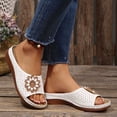 thumbnail image 6 of CYMMPU Women's 3D Floral Decor Wedge Slide Sandals, Hollow Open Toe Slip On Summer Casual Footwear White 38, 6 of 6