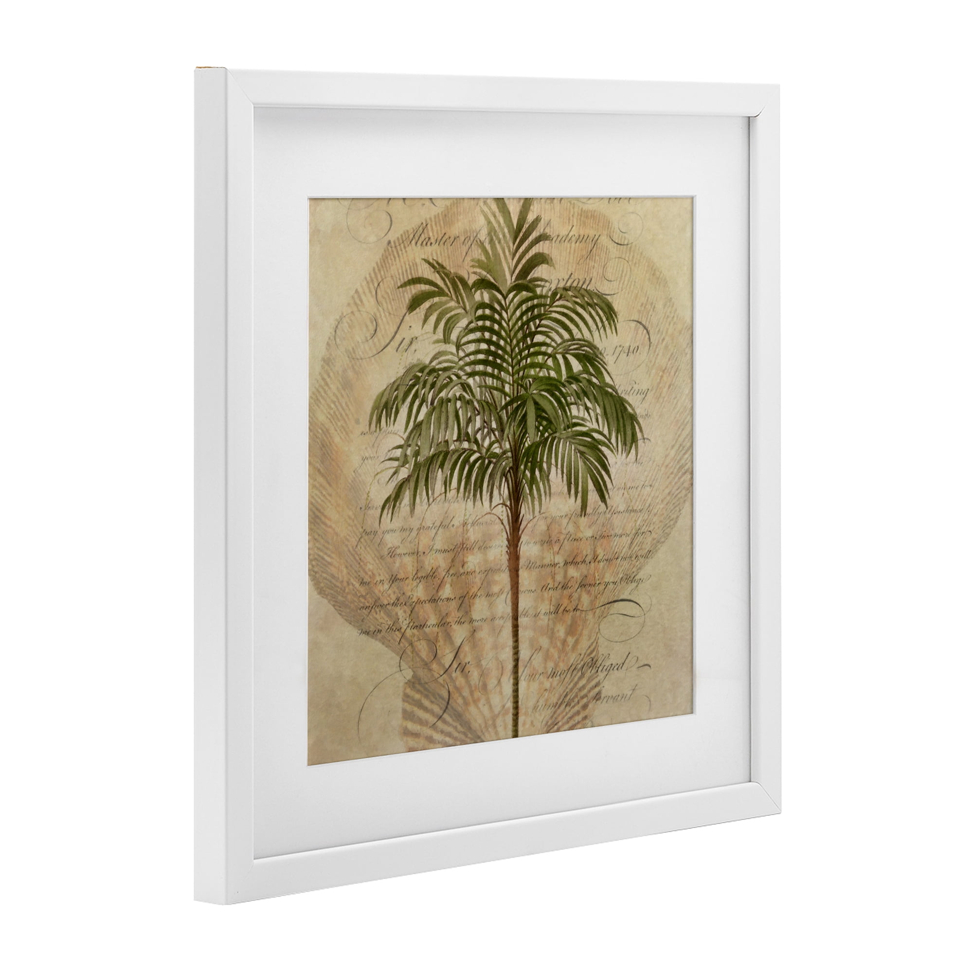Stupell Industries Subdued Tropics Palm White Framed Print Under Glass, design by Steve Hunziker