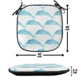 thumbnail image 4 of Sea Animals Chair Seating Cushion Set of 6, Aquatic Dolphin Leaf Ornamentals Abstract Art Playful Fish, Seat Pads for Office with Anti-slip Backing, 16"x16", Blue White, by Ambesonne, 4 of 7