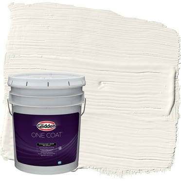Glidden One Coat Exterior Paint   Primer Cow'S Milk / Off White, Semi-Gloss, 5 Gallons