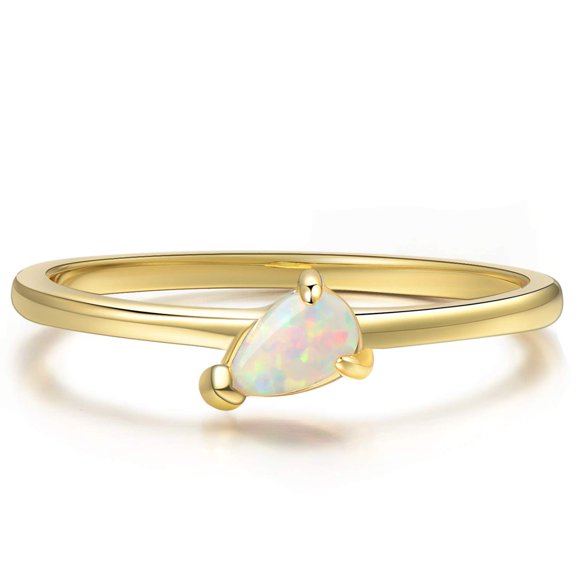 BLOSSOM & HUE Bague Empilable en Or - Opale en Forme de Poire - sur Anneau Empilable 18k