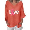 thumbnail image 1 of Hauts de Mode pour Femmes Été Col en V Manches 3/4 Motif Imprimé T-shirt Ample Blouse, 1 of 4