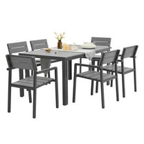 7 Pieces Outdoor Dining Set Patio Dining Table and Chairs Set for 6 Aluminum Dining Furniture,Grey
