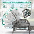thumbnail image 3 of VIVIJASON 3 Pieces Outdoor Wicker Chaise Lounge Chair Set, All-Weather PE Rattan Cushioned Patio Lounger Set of 2 with Side Table, Adjustable Pool Sunbathing Recliner with Pillow, Light Gray, 3 of 7