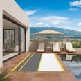 thumbnail image 3 of Modern Grey Gold Outdoor Rug for Patio/Deck/Porch, Non-Slip Large Area Rug 4 x 6 Ft, Minimalist Geometric Yellow Striped Indoor Outdoor Rugs Washable Area Rugs, Reversible Camping Rug Carpet Runner, 3 of 8