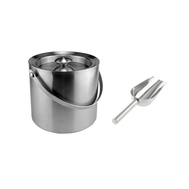 Acero inoxidable Pared Doble con Aismiento Cubo Refrigerador Cucharada de Sunnimix Juego de cuchara de hielo
