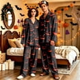 thumbnail image 2 of DORKASM Halloween Couple Pajamas Matching Sets Long Sleeve Pajama Set for Women & Men Button-Down V-Neck Sleepwear House Wear Red M, 2 of 6