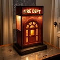 thumbnail image 3 of Lámpara miniatura vintage del Departamento de Bomberos: diseño nostálgico de estación de ladrillos con luz cálida para decorar escritorios, estantes o mesitas de noche. Iluminación ambiental inspir, 3 of 6