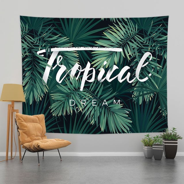 Papel pintado de estilo nórdico digno de Instagram para dormitorios, con plantas tropicales, tela de terciopelo grueso, 200 x 150 cm.