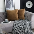 thumbnail image 1 of Juego de 2 fundas de almohada decorativas de terciopelo con textura, estilo lujoso, suave, estilo rústico, para sofá, dormitorio, 18 x 18 pulgadas, 1 of 7
