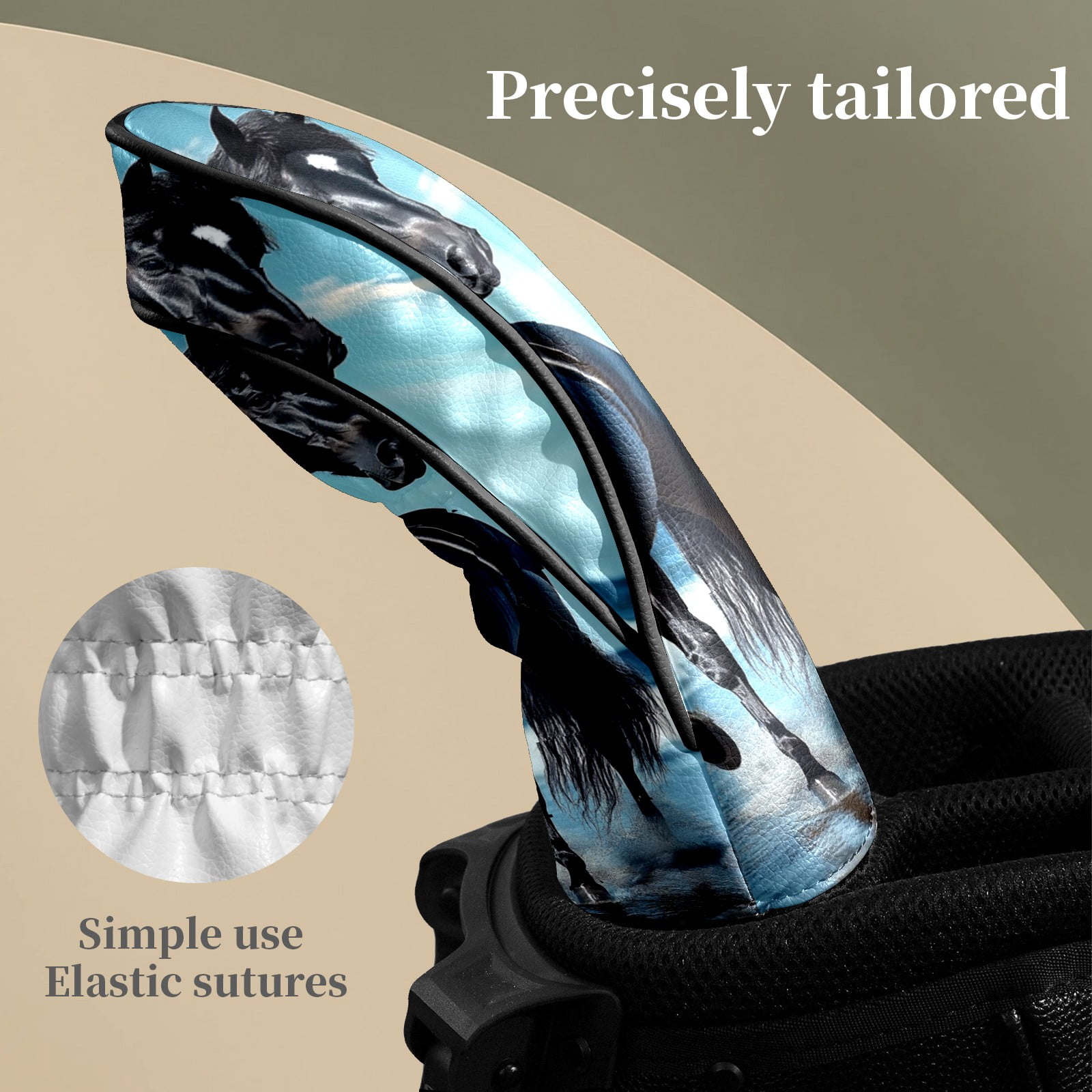 Golf Club Head Covers Majestic Stallion Waterproof Leather Golf Head Covers for Men Women Driver Head Cover Fairway Headcover for Golf Lovers