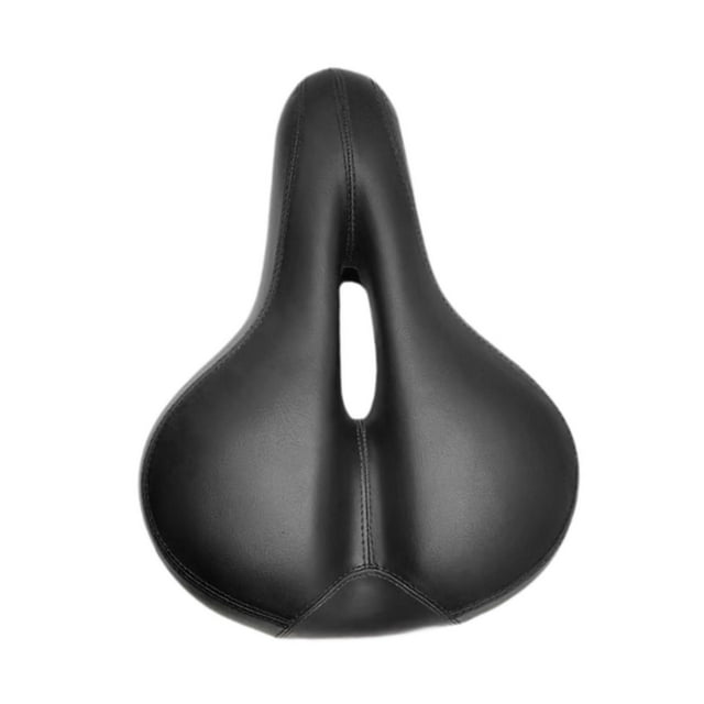 Asiento de bicicleta de cuero PU con almohadilla ergonómica para bicicleta de montaña Negro