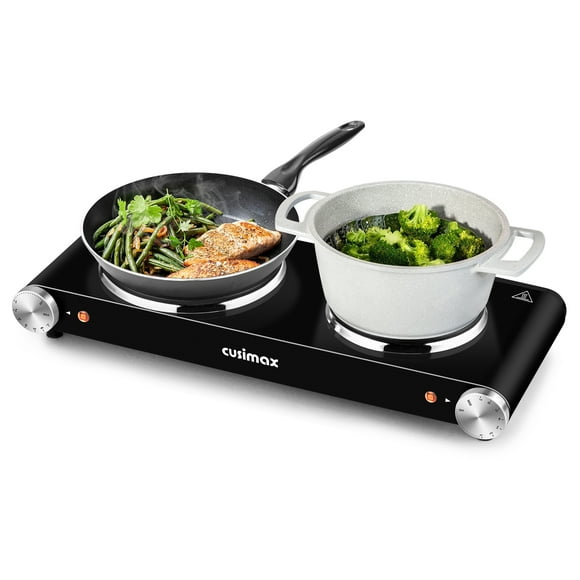 CUSIMAX Portable Electric Hot Plate, Cast Iron Countertop Cooktop, Compatible with All Cookware, Upgraded Version for Fast and Even Heating